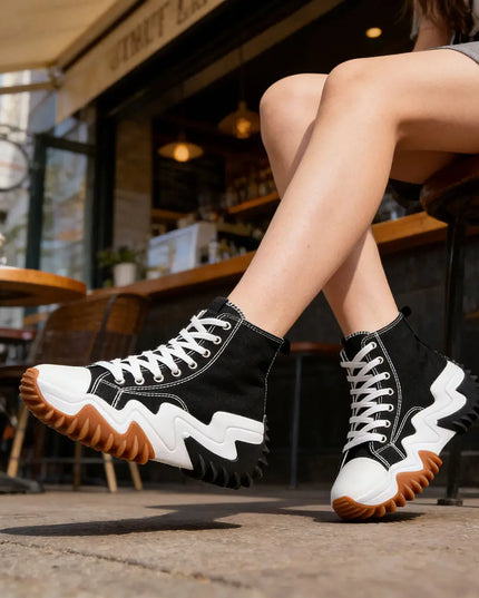 Tenisi inalti de dama, cu talpa flatform,1269,Negru OEM