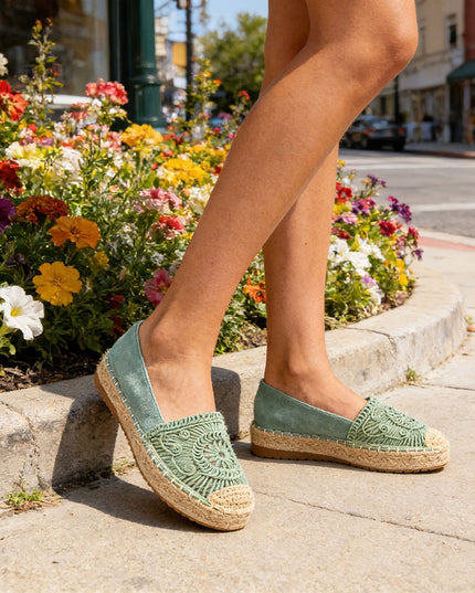 Espadrile de dama din material Textil, TD1281 - Verde
