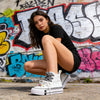 Tenisi inalti de dama,cu talpa flatform,TD1279,Alb