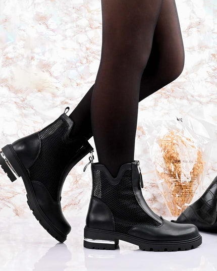 Ghete de dama,Din piele  ecologica,Plasa,talpa usoara,GD1006,Negre
