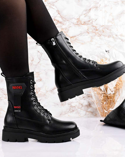 Ghete de dama,Din piele ecologica cu interior imblanit,GD1018,Negre