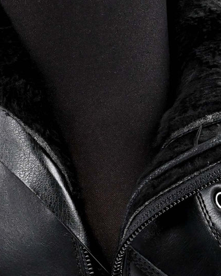 Ghete de dama,Din piele ecologica cu interior imblanit,GD1018,Negre