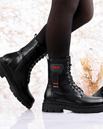 Ghete de dama,Din piele ecologica cu interior imblanit,GD1018,Negre