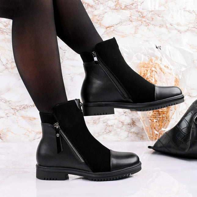 Ghete de dama,Din piele ecologica cu interior imblanit,GD1039,Negru