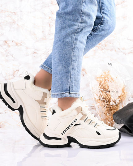 Pantofi sport de dama,Cu interior imblanit,D1452,Bej