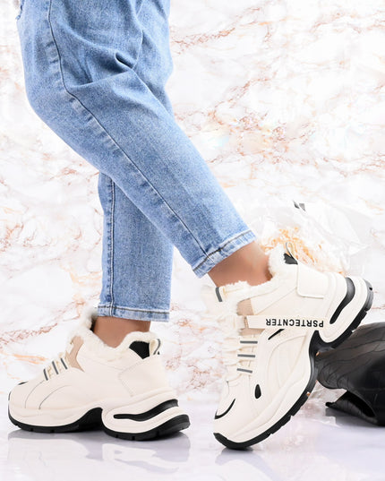 Pantofi sport de dama,Cu interior imblanit,D1452,Bej