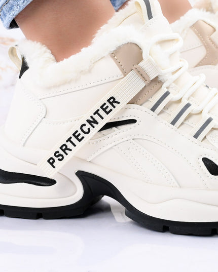 Pantofi sport de dama,Cu interior imblanit,D1452,Bej