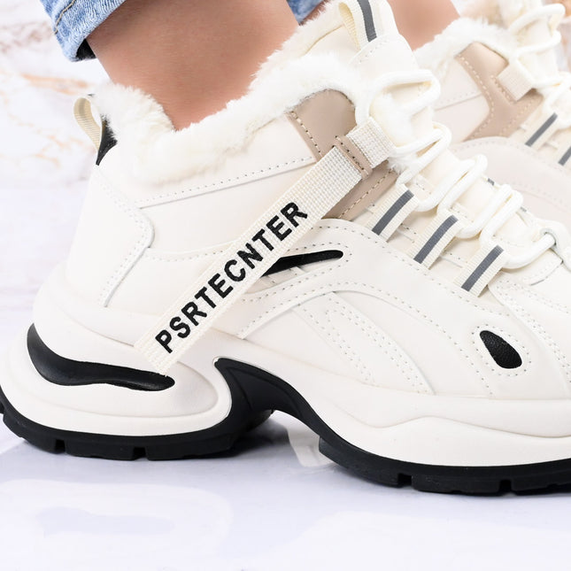 Pantofi sport de dama,Cu interior imblanit,D1452,Bej