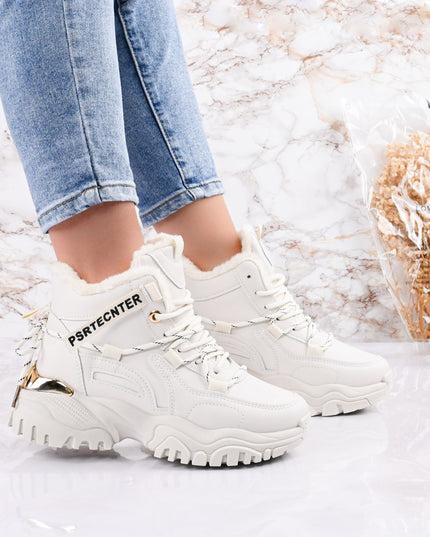 Дамски спортни обувки, С подплатена вътрешност, D1336, Бежови