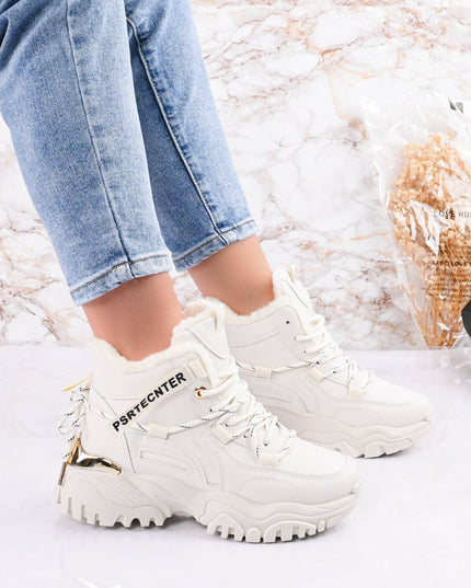 Дамски спортни обувки, С подплатена вътрешност, D1336, Бежови