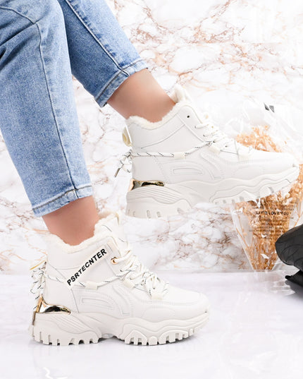 Дамски спортни обувки, С подплатена вътрешност, D1336, Бежови