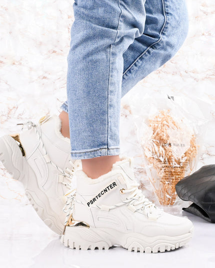 Дамски спортни обувки, С подплатена вътрешност, D1336, Бежови