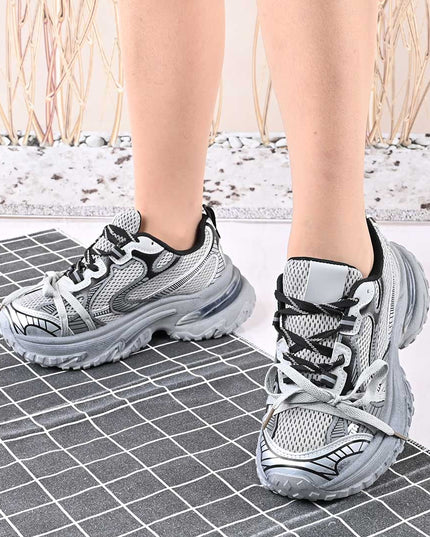 Pantofi sport de dama,Cu insertii de plasa,D1428,Gri