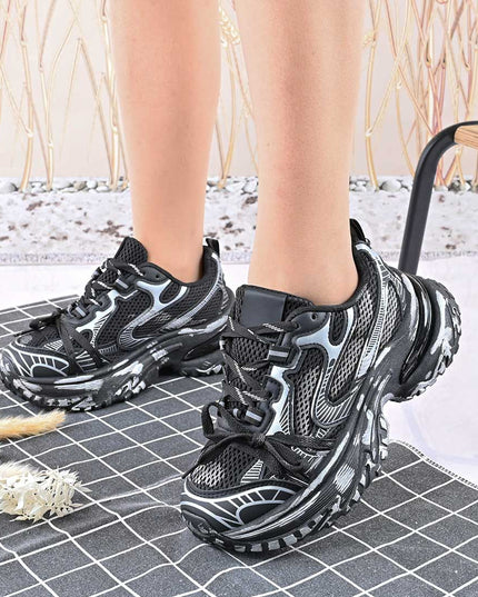 Pantofi sport de dama,Cu insertii de plasa,D1428,Negru