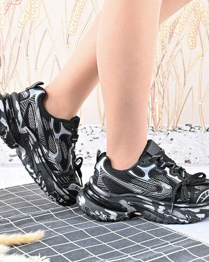 Pantofi sport de dama,Cu insertii de plasa,D1428,Negru