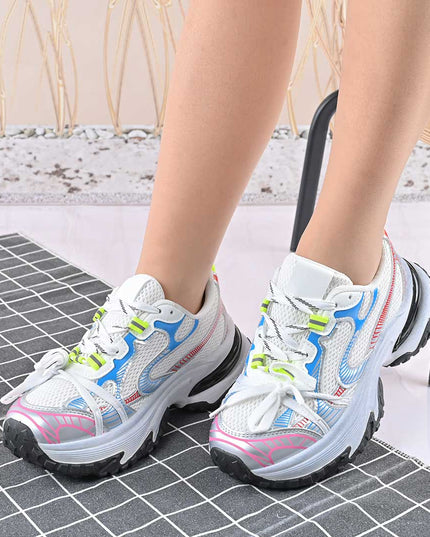 Pantofi sport de dama,Cu insertii de plasa,D1428,Alb