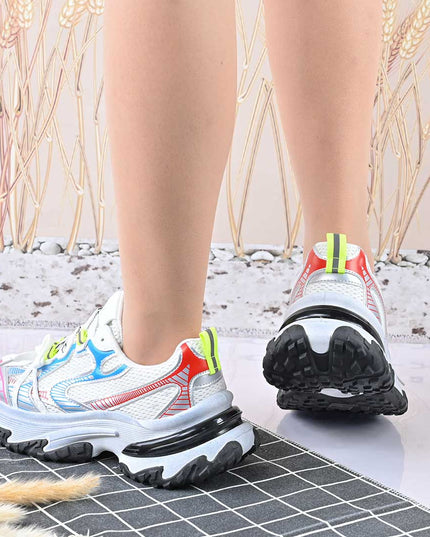 Pantofi sport de dama,Cu insertii de plasa,D1428,Alb