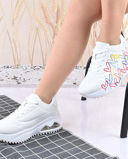 Pantofi Sport De Dama,Din Piele Ecologica,D1430.Alb