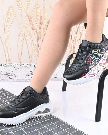 Pantofi Sport De Dama,Din Piele Ecologica,D1430.Negru