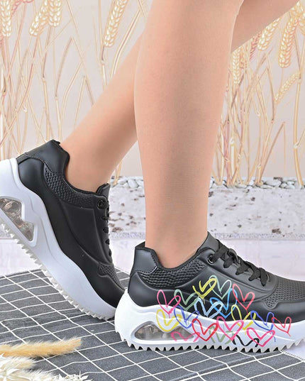 Pantofi Sport De Dama,Din Piele Ecologica,D1430.Negru