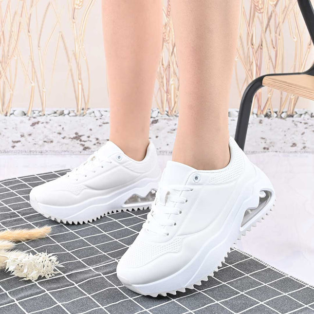 Pantofi Sport De Dama,Din Piele Ecologica,D1429.Alb