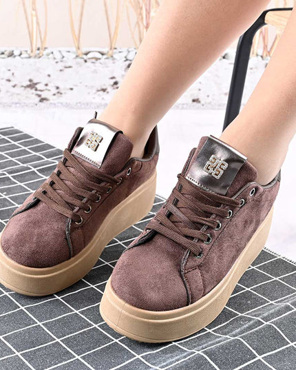 Pantofi Sport De Dama,Din Piele Ecologica Intoarsa,D1433,Maro