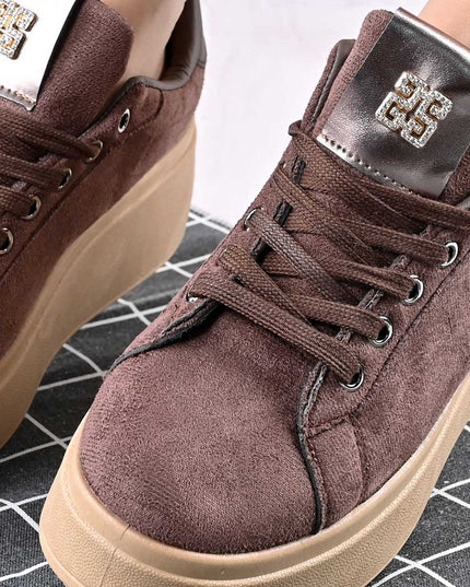 Pantofi Sport De Dama,Din Piele Ecologica Intoarsa,D1433,Maro