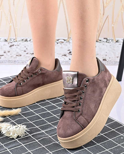 Pantofi Sport De Dama,Din Piele Ecologica Intoarsa,D1433,Maro