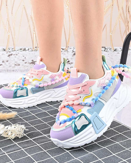 Pantofi Sport De Dama,Cu Insertii De Plasa,D1416,Multicolori