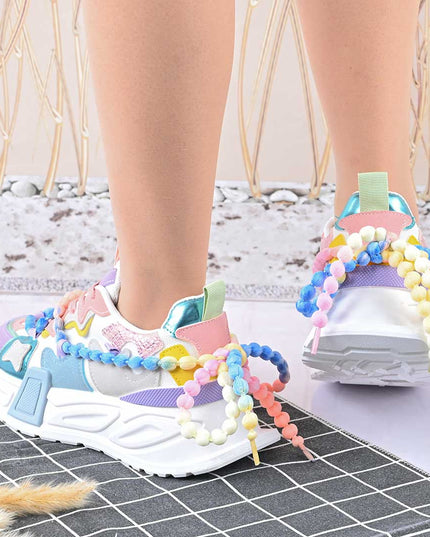 Pantofi Sport De Dama,Cu Insertii De Plasa,D1416,Multicolori