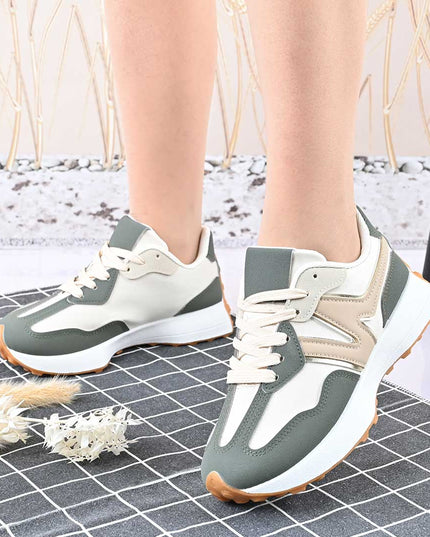 Pantofi Sport De Dama,Din Piele Ecologica Intoarsa,D1434,Verde