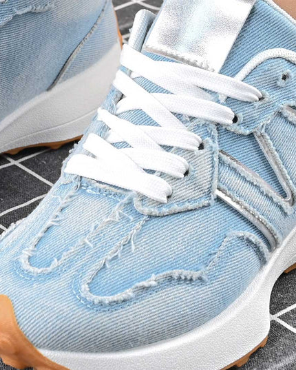 Pantofi Sport De Dama,Din Denim,D1434,Albastru Deschis