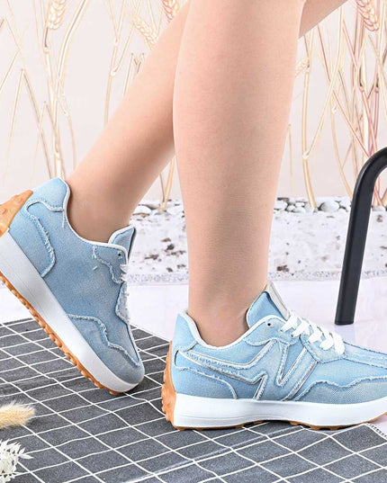 Pantofi Sport De Dama,Din Denim,D1434,Albastru Deschis