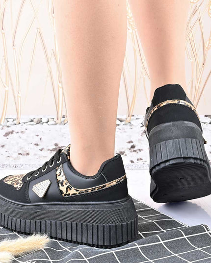Pantofi Sport De Dama,Din Piele Ecologica,D1431,Negru