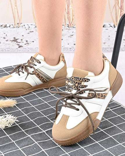 Pantofi sport de dama,Din piele Ecologica Intoarsa,D1426,Bej