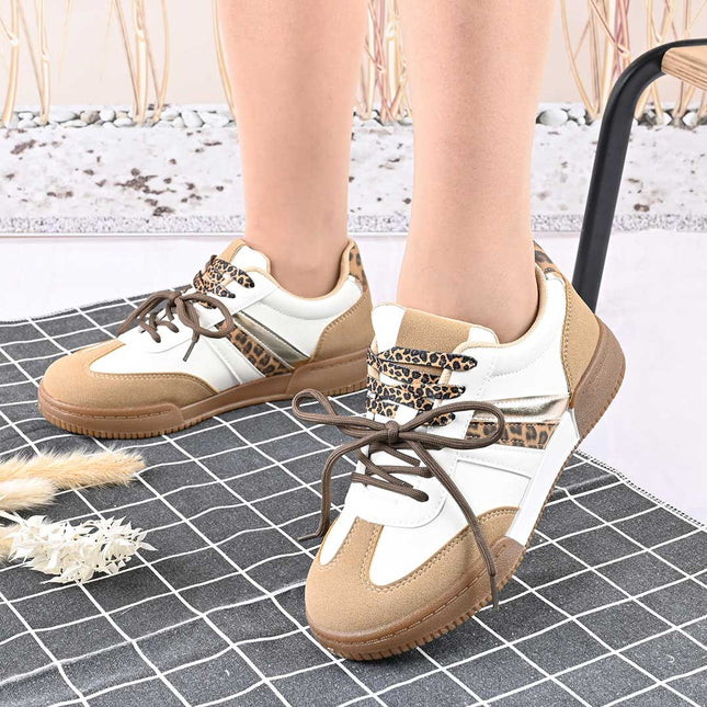 Pantofi sport de dama,Din piele Ecologica Intoarsa,D1426,Bej