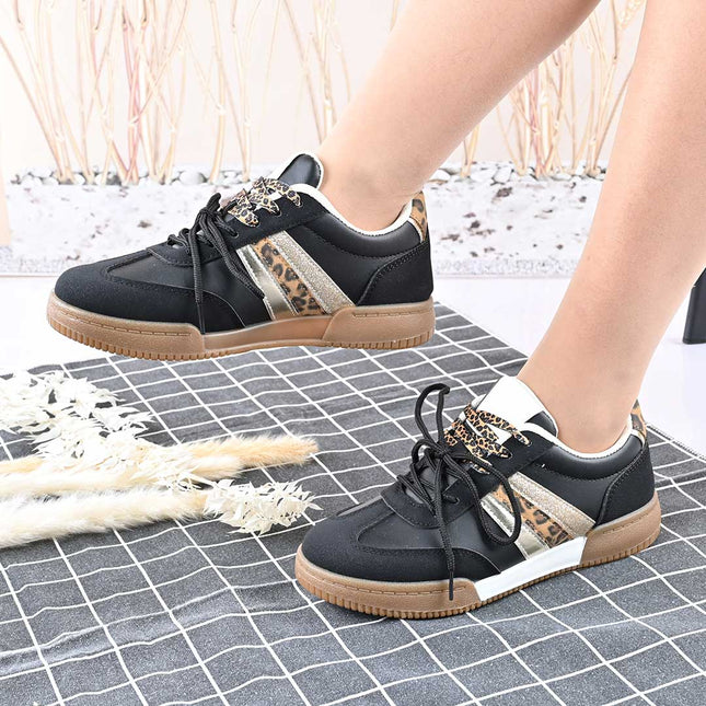 Pantofi sport de dama,Din piele Ecologica Intoarsa,D1426,Negru