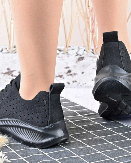 Pantofi Sport De Dama,Din Piele Ecologica intoarsa,D1412,Negru