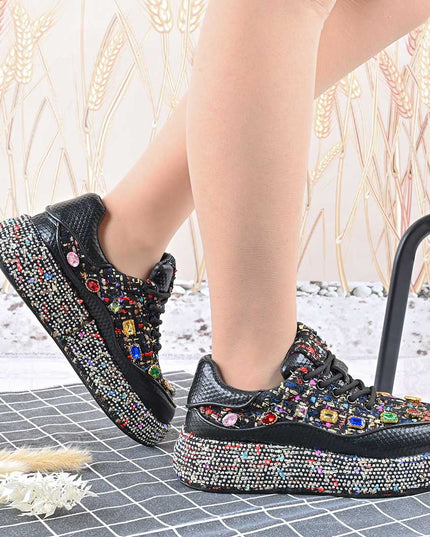 Pantofi Sport De Dama,Cu strasuri stralucitoare,D1418,Negru