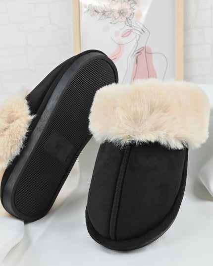 Papuci de Dama,Din Piele Ecologica Intoarsa, Imblaniti,PD1070,Negru