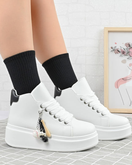 Pantofi Sport De Dama,Cu Platforma,cu acesoriu detasabil ,D1443,Alb