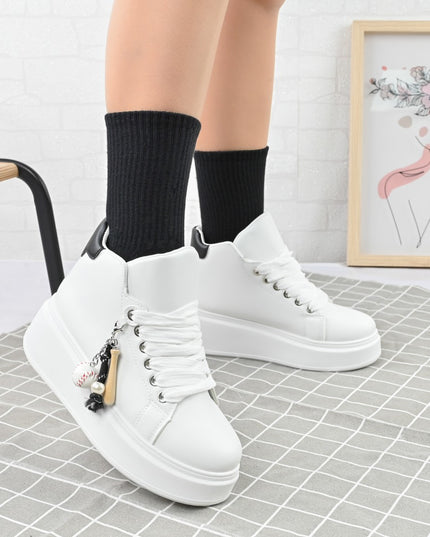 Pantofi Sport De Dama,Cu Platforma,cu acesoriu detasabil ,D1443,Alb