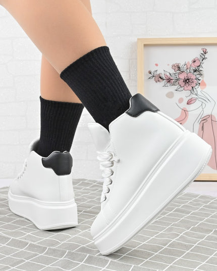 Pantofi Sport De Dama,Cu Platforma,cu acesoriu detasabil ,D1443,Alb