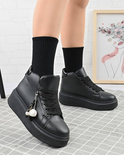 Pantofi Sport De Dama,Cu Platforma,cu acesoriu detasabil ,D1443,Negru