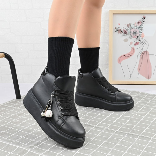 Pantofi Sport De Dama,Cu Platforma,cu acesoriu detasabil ,D1443,Negru