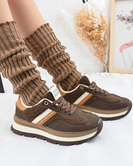 Pantofi Sport De Dama,Cu interior imblanit,D1444,Maro