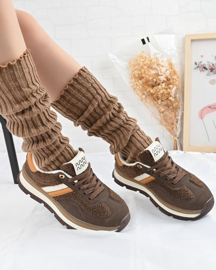 Pantofi Sport De Dama,Cu interior imblanit,D1444,Maro