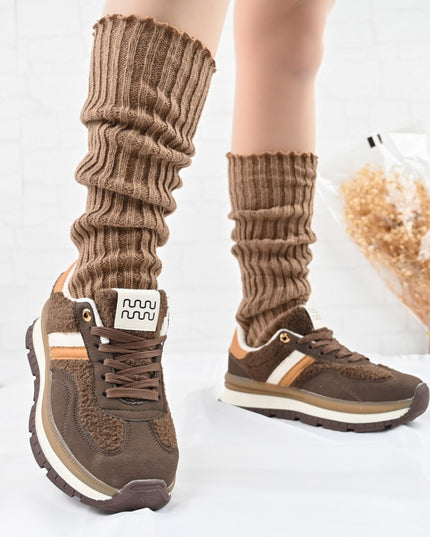 Pantofi Sport De Dama,Cu interior imblanit,D1444,Maro