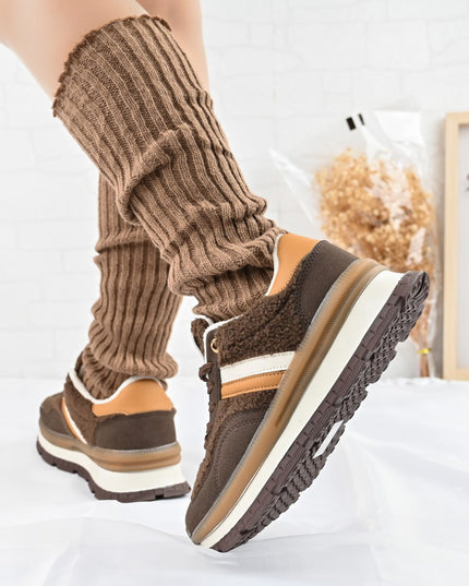 Pantofi Sport De Dama,Cu interior imblanit,D1444,Maro