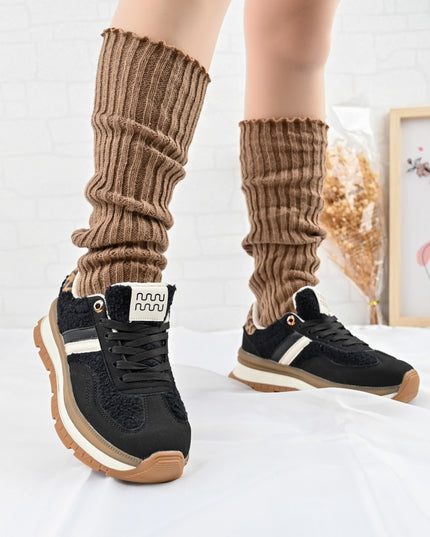 Pantofi Sport De Dama,Cu interior imblanit,D1444,Negru